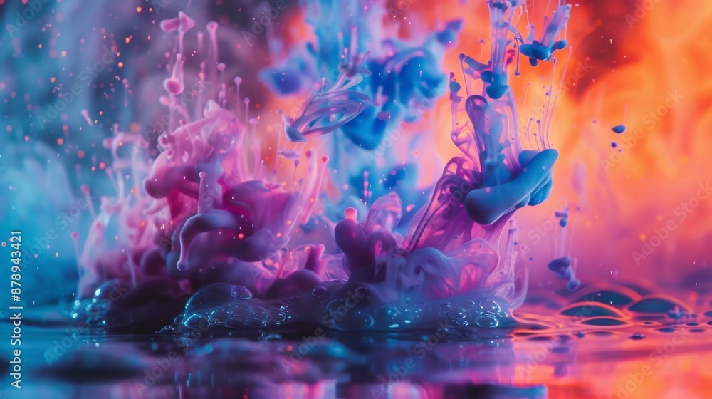 Abstract ink swirling and mixing in water Abstract ink swirling and mixing in water