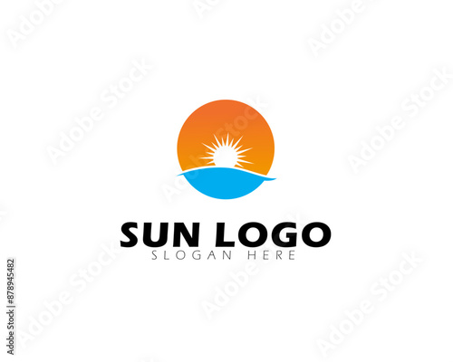 Sunset wave Logo Template. Universal creative premium symbol. Vector illustration