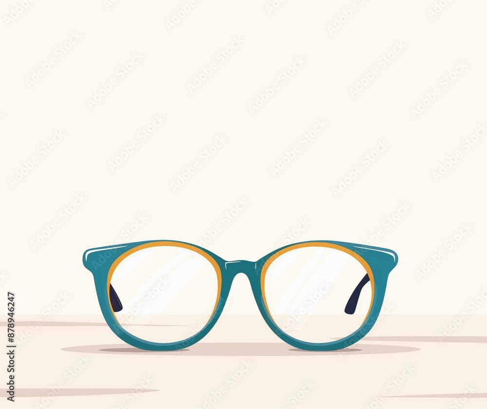 Fototapeta premium Stylish Illustration of Modern Eyeglasses on Neutral Background for Optical Store Ads or Design Projects.