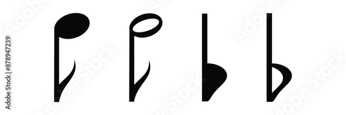Music note symbols of different color. Music notes icon set, notes symbol