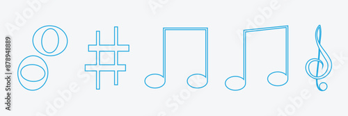 Music note symbols of different color. Music notes icon set, notes symbol