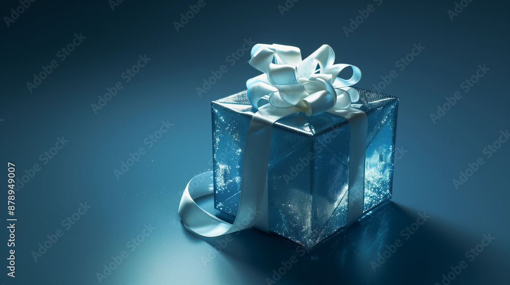 Glass glam blue white present gift box translucent ribbon bow clear minimal aesthetic Wedding Anniversary Christmas celebrate romance birthday luxury wrapping sale gift guide advert banner copy space Glass glam blue white present gift box translucent ribbon bow clear minimal aesthetic Wedding Anniversary Christmas celebrate romance birthday luxury wrapping sale gift guide advert banner copy space