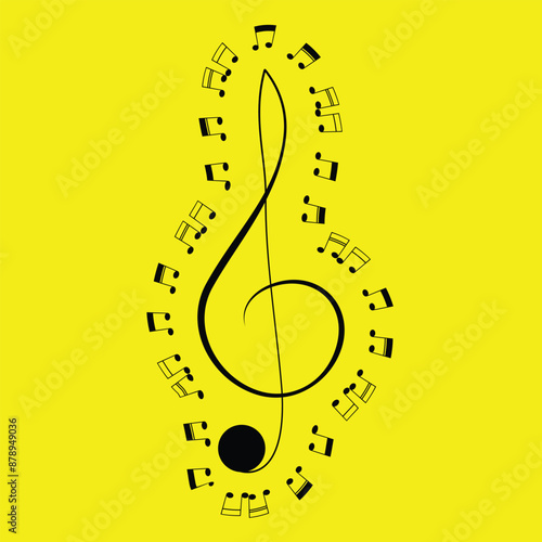 Music notes icon. Musical key signs. 