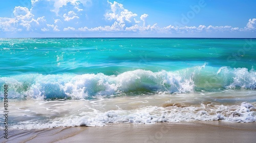 Ocean with turquoise water waves as a background