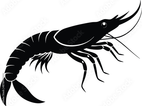 shrimp vector silhouette, shrimp icon vector, Sea lobster

