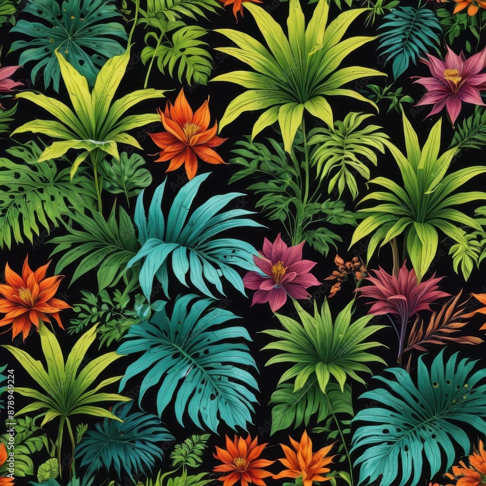 Tropical Leaf and Flower Pattern Tropical Leaf and Flower Pattern