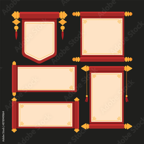 Ancient Chinese Paper Scroll Vector Illustration
