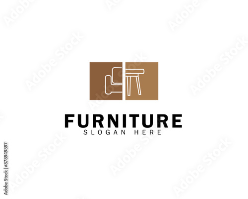 Creative Furniture Minimalist Logo. Furniture Wardrobe Logo Icon Symbol Vector Design Template.