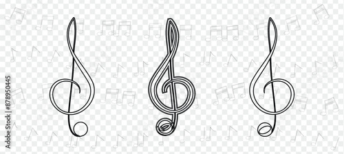 Music notes icon. Musical key signs. 