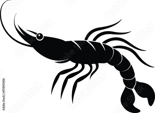 shrimp vector silhouette, shrimp icon vector, Sea lobster

