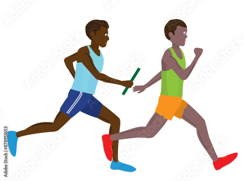 陸上競技の男子リレーのイラスト素材です。