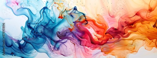 1) Swirling tendrils of vibrant marble ink creating a mesmerizing dance of colors and textures on a pristine canvas photo