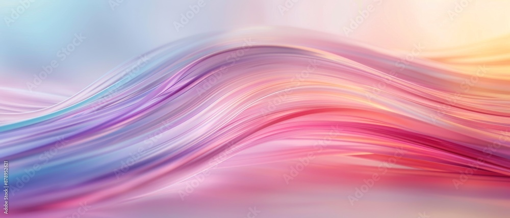 Fototapeta premium Abstract colorful wavy background with soft gradients. Blurred pastel waves creating a dynamic and soothing visual effect.