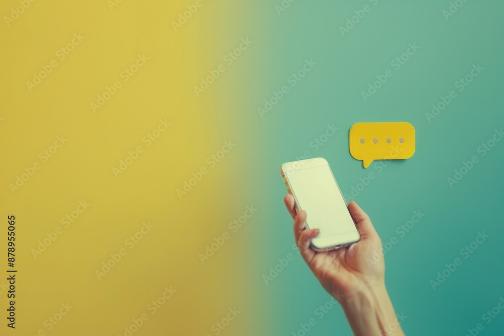 Minimalist Mobile Messaging Hand Holding Smartphone Minimalist Mobile Messaging Hand Holding Smartphone