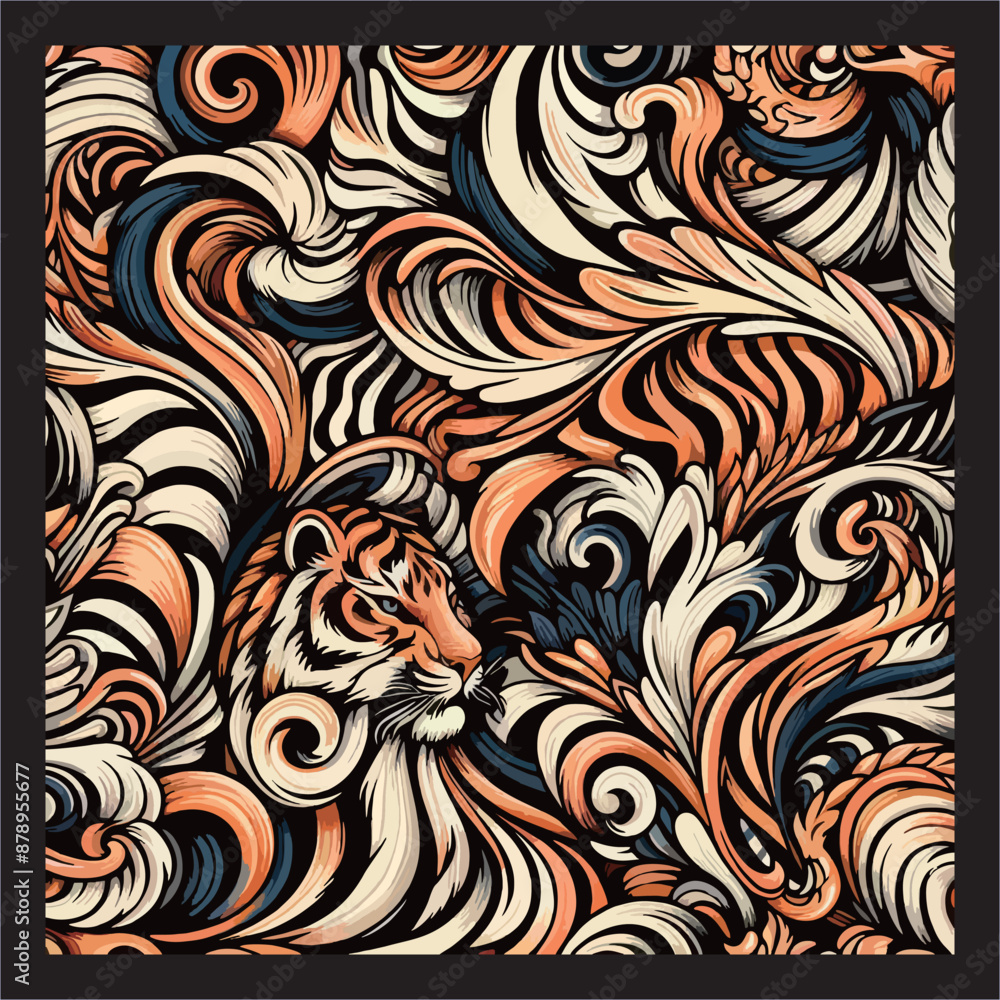 Abstract Tiger skin wild animal background vector seamless pattern color full Abstract Tiger skin wild animal background vector seamless pattern color full