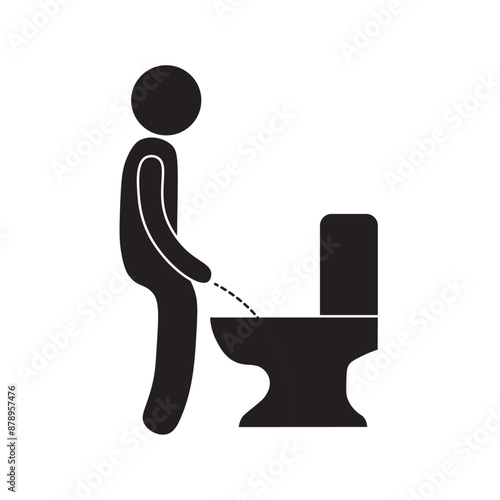 vector flat icon of person urinating in toilet