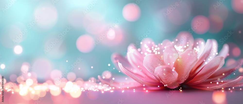 Beautiful pink lotus flower with sparkling bokeh lights, creating a serene and magical atmosphere. Ideal for nature, beauty, and wellness themes. Beautiful pink lotus flower with sparkling bokeh lights, creating a serene and magical atmosphere. Ideal for nature, beauty, and wellness themes.