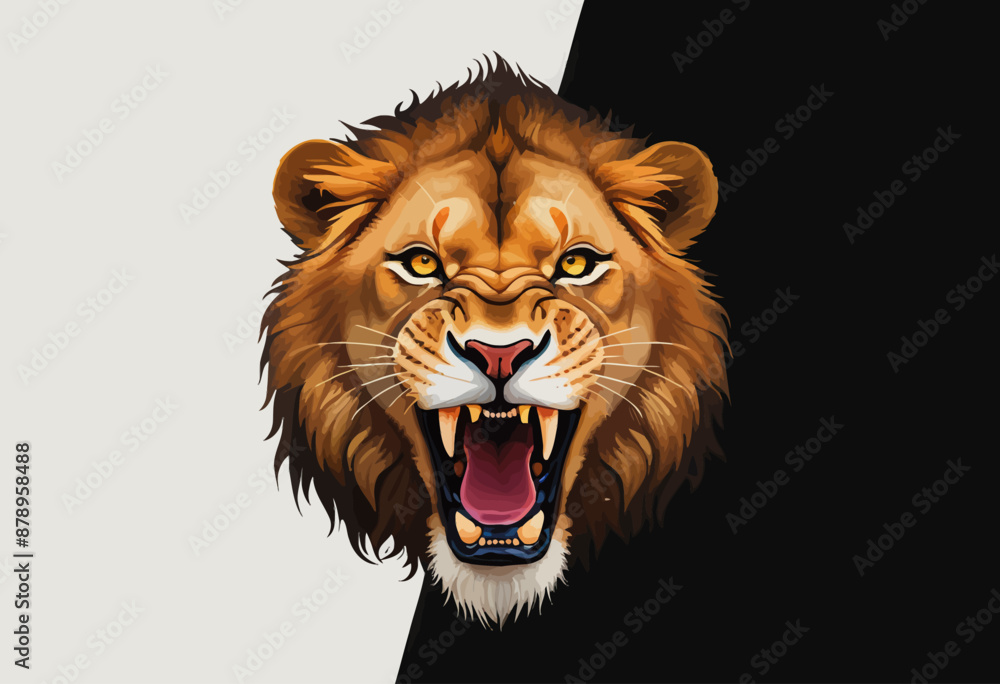 Fierce Lion's Roar: A Graphic Art Portrayal of a Majestic Animal's Might and Majesty Fierce Lion's Roar: A Graphic Art Portrayal of a Majestic Animal's Might and Majesty