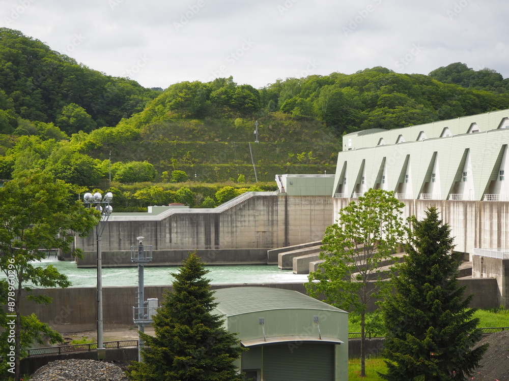 Fototapeta premium 沙流川と二風谷ダム