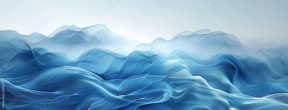 Fototapeta premium Abstract Blue Wave Business Background with Light Gray and White Tones High Resolution