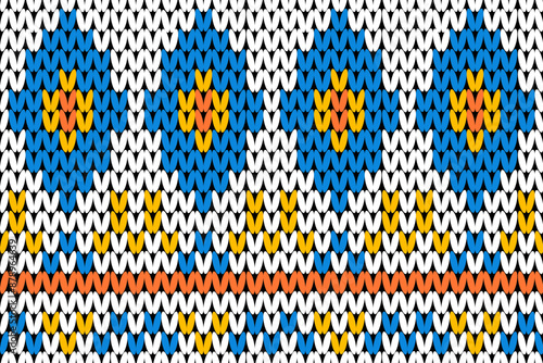 Cotton rhombus argyle knit texture geometric vector seamless. Rug knitwear fabric print. Winter seamless knitted pattern. 