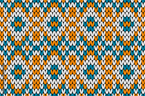 Cotton rhombus argyle knit texture geometric vector seamless. Rug knitwear fabric print. Winter seamless knitted pattern. 