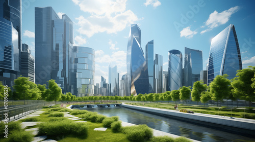 Urban Symphony: A Wide-Angle View of Moscow's Modern Business District