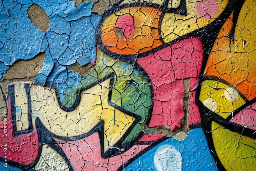 Obraz premium Abstract Graffiti on Cracked Wall