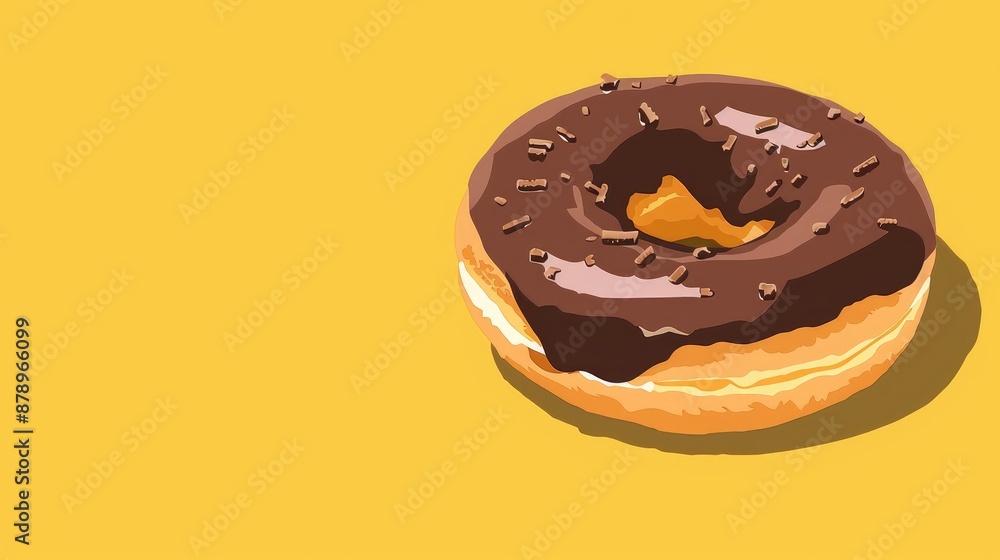 Crunchy chocolate covered doughnut with empty space Crunchy chocolate covered doughnut with empty space