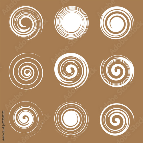 Set Abstract Circular Twirl Element Collection.