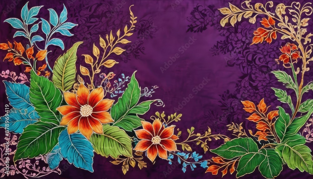 Floral Pattern on Purple Background. Floral Pattern on Purple Background.
