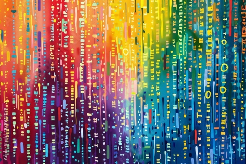 Wallpaper Mural An abstract representation of genetic code sequences in vibrant colors, Generative AI Torontodigital.ca