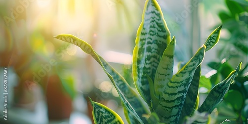 Green plants purify air creating a fresh and healthy atmosphere indoors. Concept Indoor Plants, Air Purification, Greenery Decor, Healthy Environment, Fresh Atmosphere