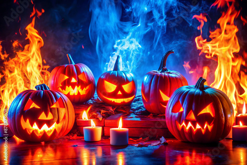 halloween pumpkin on fire