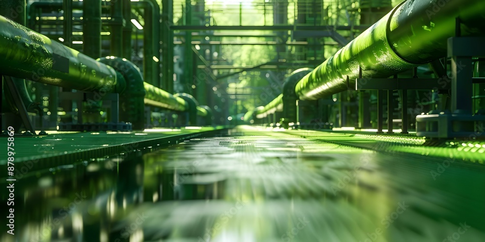 Green hydrogen pipeline at ecofriendly industry site. Concept Green ...