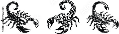 Set of scorpion, best for logo and tattoo design, vector illustration.