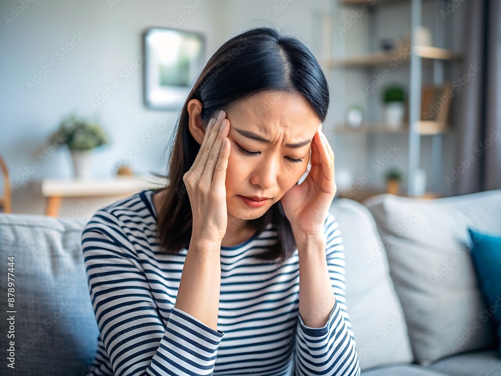 Woman Feeling Stressed and Holding Her Head. Woman Feeling Stressed and Holding Her Head.