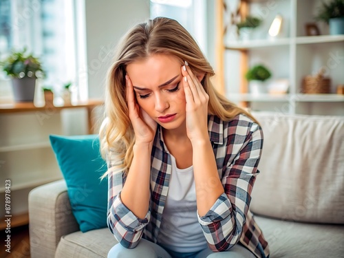 Woman suffering from headache. Free Download Woman suffering from headache. - GFXLoad