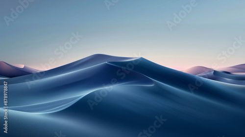 desert dune landscape, blue and grey gradient, glow abstract wallpaper © chang