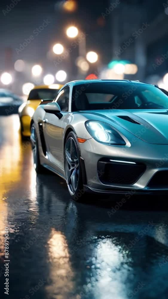 Luxury expensive car parked on dark background. modern luxury design gray car. Clean lines and detailed front view of modern automotive advertising banner Luxury expensive car parked on dark background. modern luxury design gray car. Clean lines and detailed front view of modern automotive advertising banner