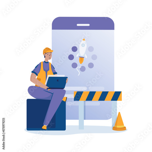 Mobile app software update vector illustration
