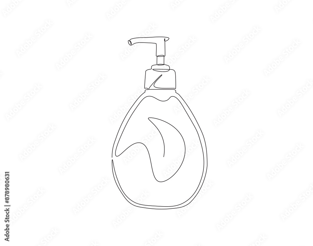 Continuous one line drawing of cosmetic bottle with pump. One line drawing illustration of pump bottle. Cosmetic concept one line. Editable outline. Continuous one line drawing of cosmetic bottle with pump. One line drawing illustration of pump bottle. Cosmetic concept one line. Editable outline.
