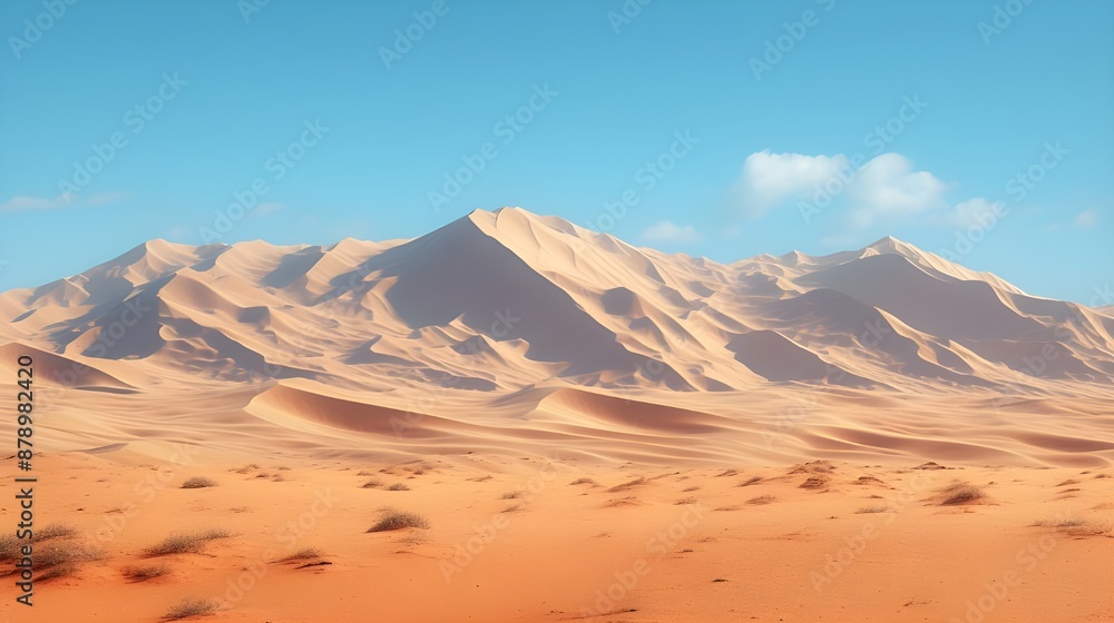 Fototapeta premium Expansive Desert Landscape with Rolling Sand Dunes.