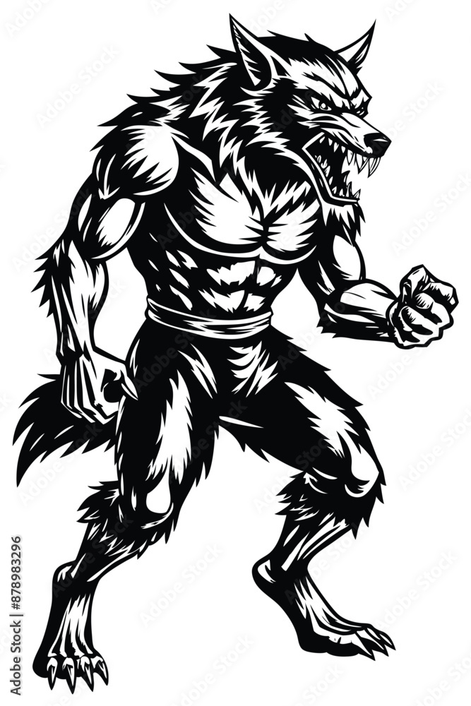 Obraz premium werewolf mythical creature vector illustration