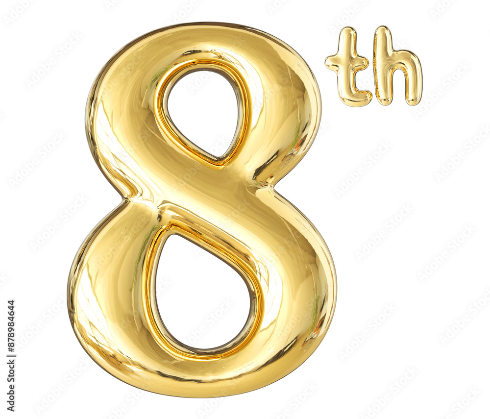 8th Anniversary Gold Number 3D 8th Anniversary Gold Number 3D