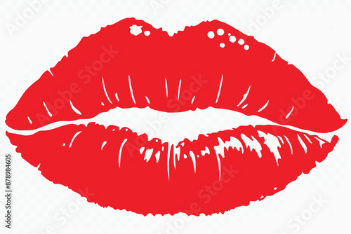 red lip print vector illustration isolated on white background