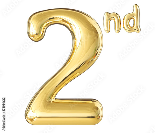 2nd Anniversary Gold Number 3D