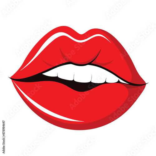 red lip print vector illustration isolated on white background