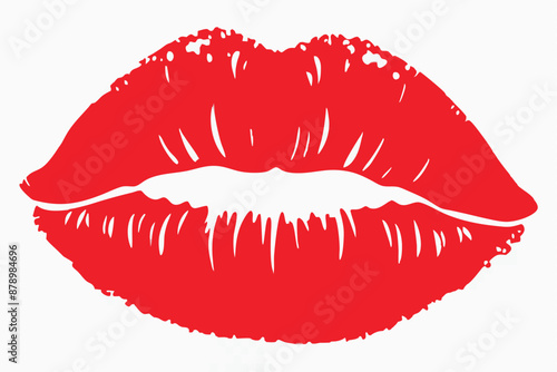 red lip print vector illustration isolated on white background