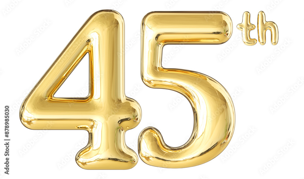 45th Anniversary Gold Number 3D